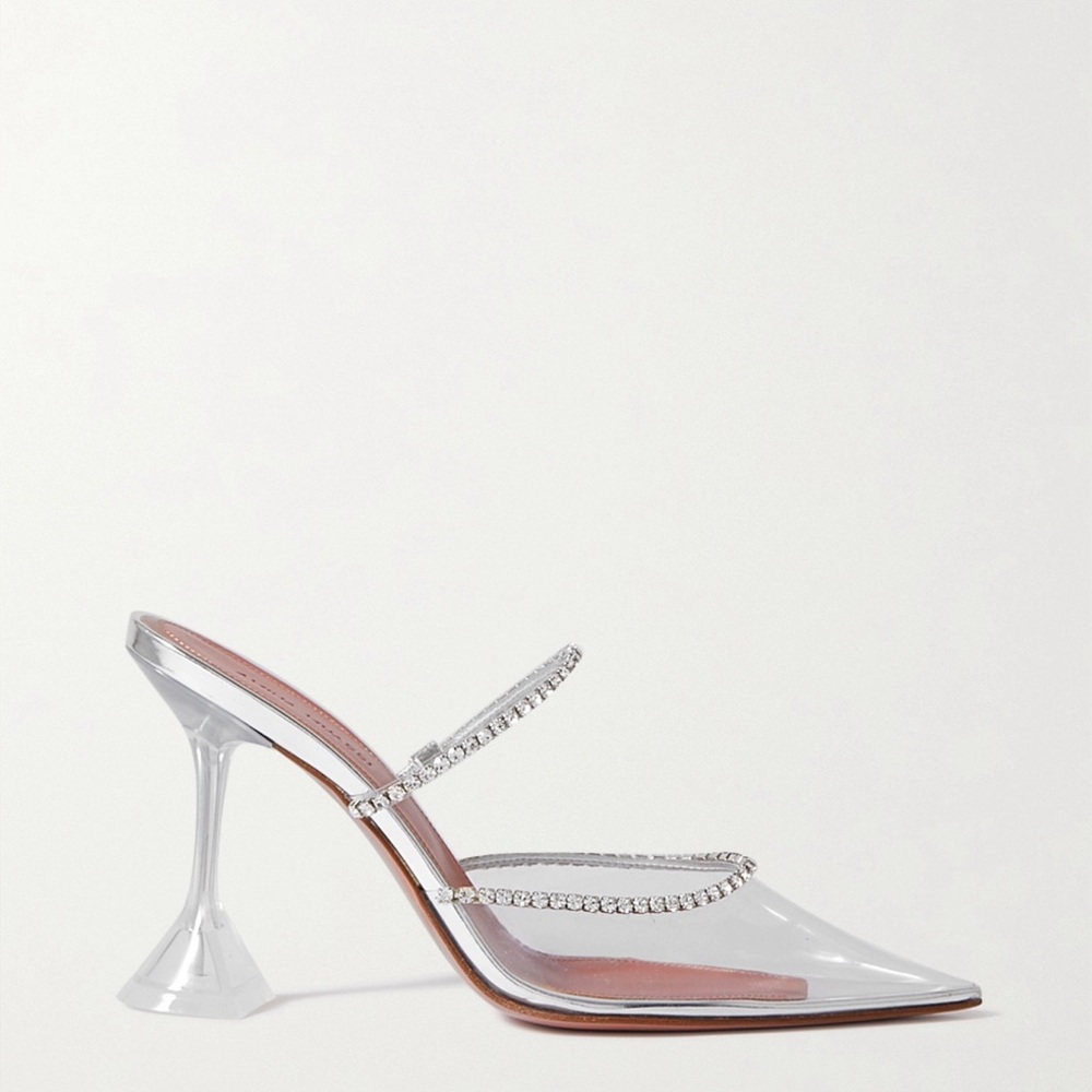 Amina Muaddi
Gilda crystal-embellished leather and PVC pumps